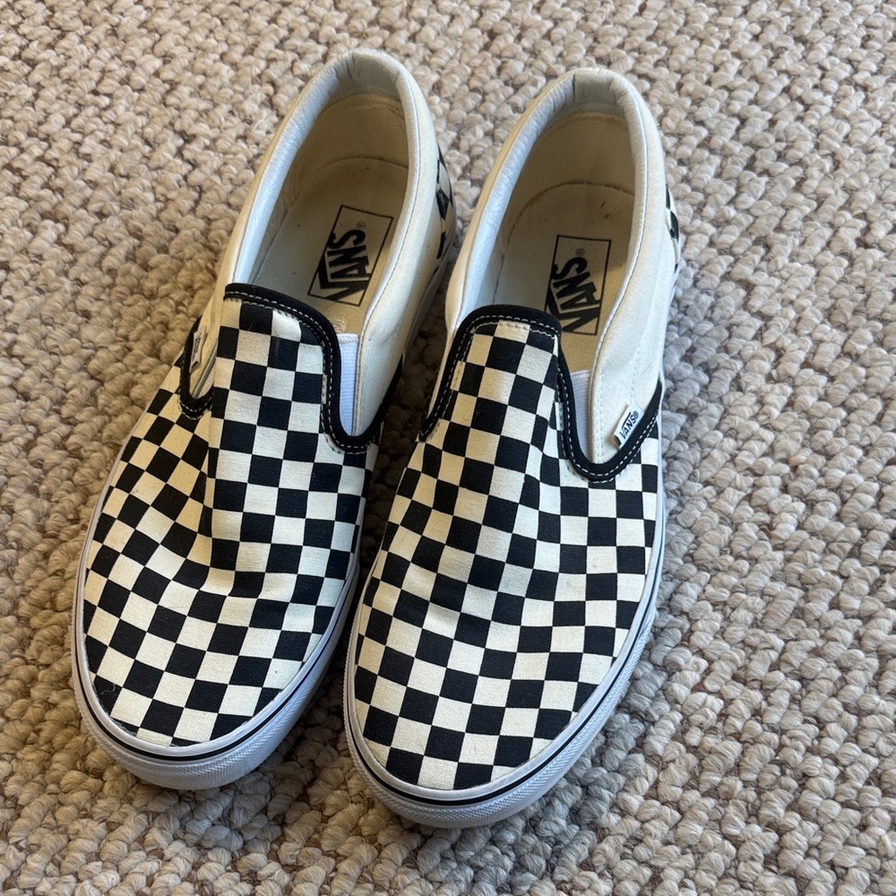 Vans Kids Black and White Checkered Slip-On Sneakers